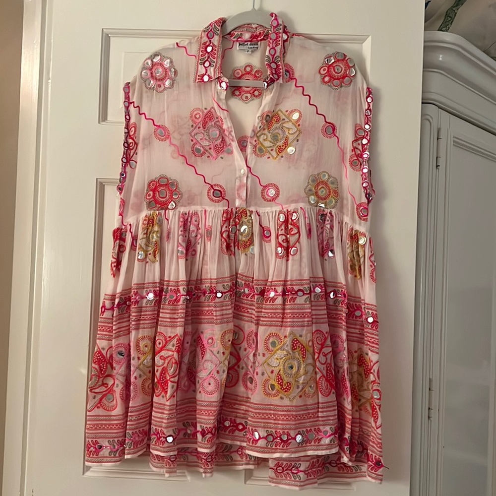 Juliet Dunn Coverup Mosaic pink yellow orange in Size 2